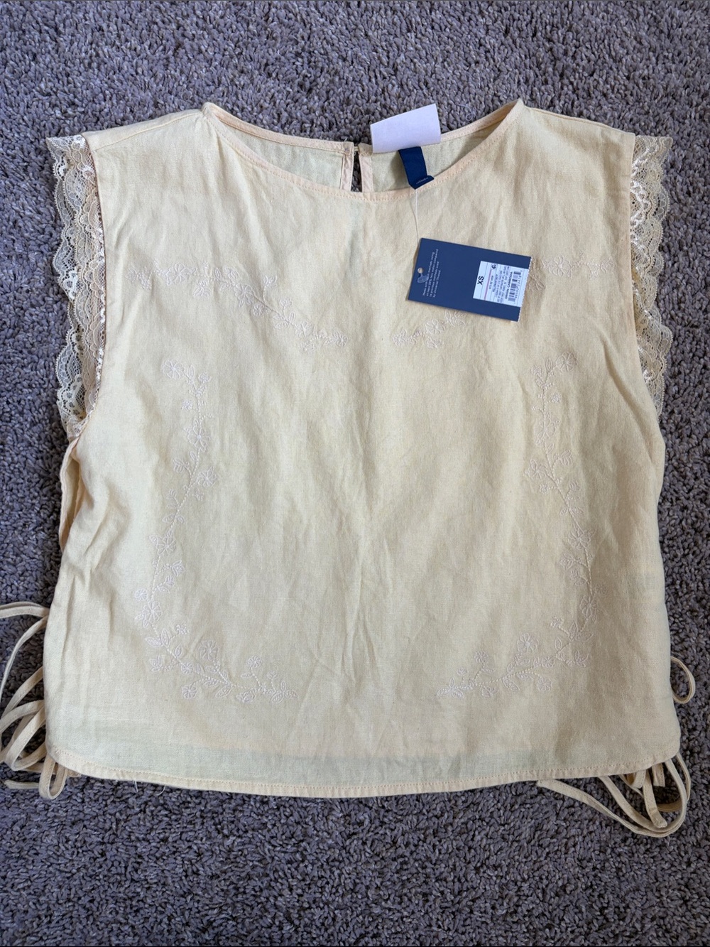 Yellow Lace-Trim Women’s Top